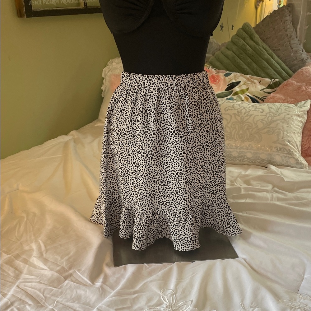 Princess Polly xx Stylish Black and White Polka Dot A-Line Mini Skirt